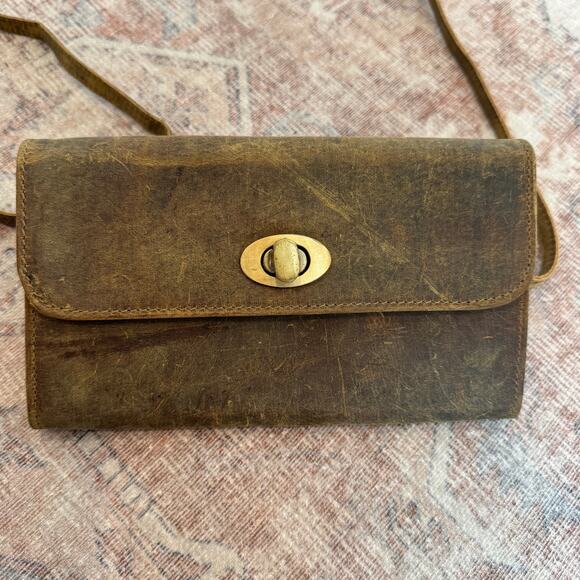 Myra Bag Handbags - Myra Bag Distressed Leather Crossbody Adjustable Removable Strap Wallet Purse